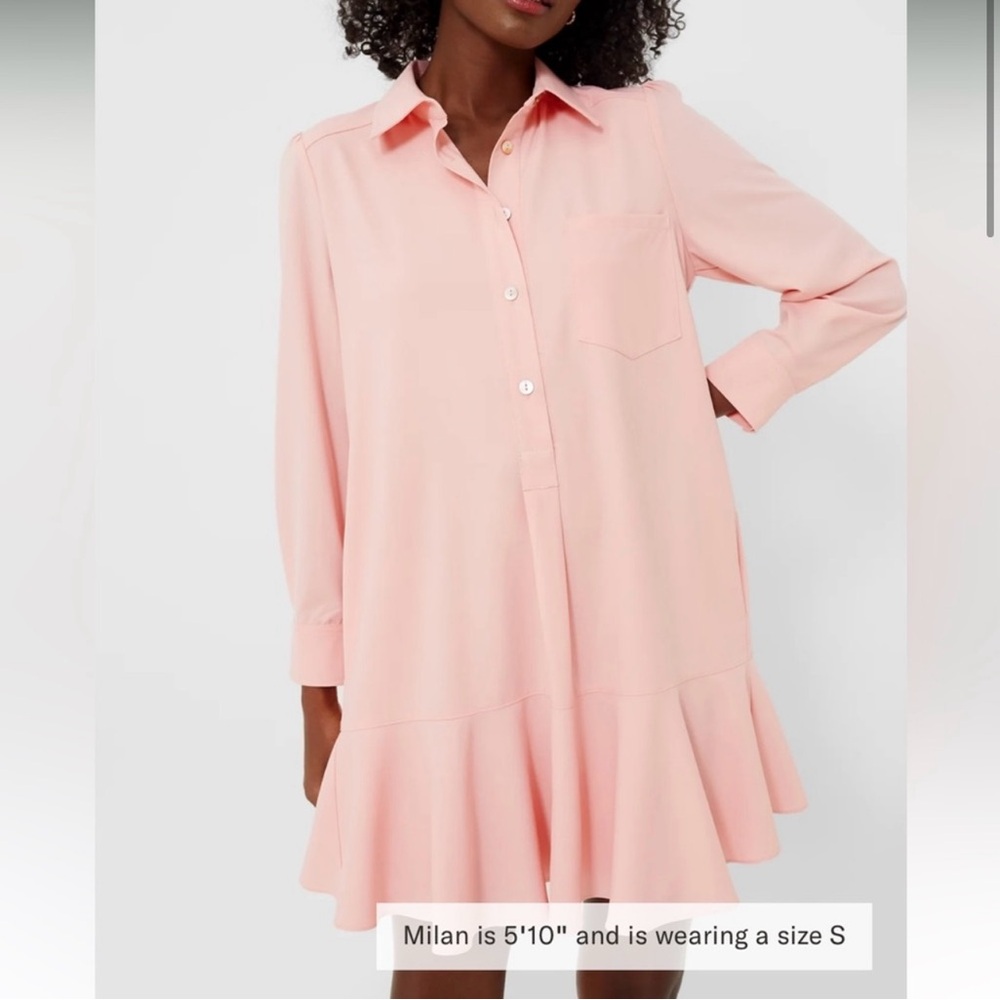 COPY - Bermuda Powder Pink Crepe Callahan Shirt Dress